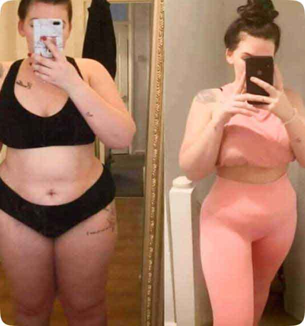 Before and after weight loss photo comparison taking mirror selfies